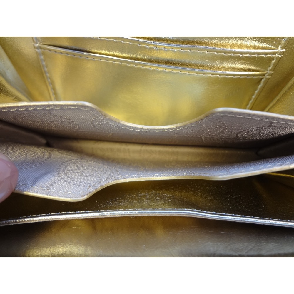 Michael Kors Black Snakeskin Print Zip Around Wristlet Metallic gold interior - Picture 8 of 10